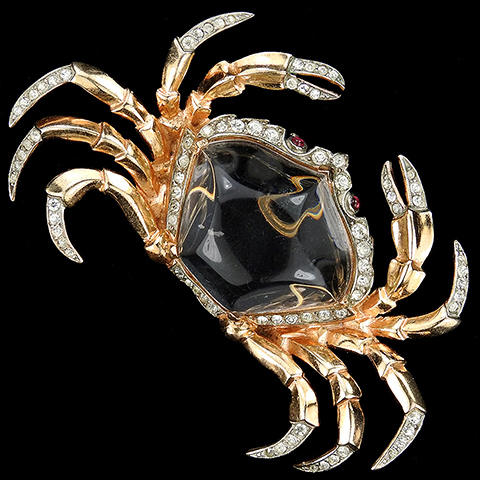 Trifari Sterling 'Alfred Philippe' Gold and Pave Jelly Belly Crab Pin