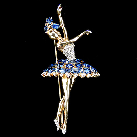 Trifari 'Alfred Philippe' 'Jeweled Symphony' Pave and Sapphire Ballerina Ballet Dancer Pin