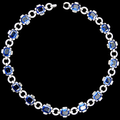 Trifari 'Alfred Philippe' Pave Circles and Sapphires Choker Necklace